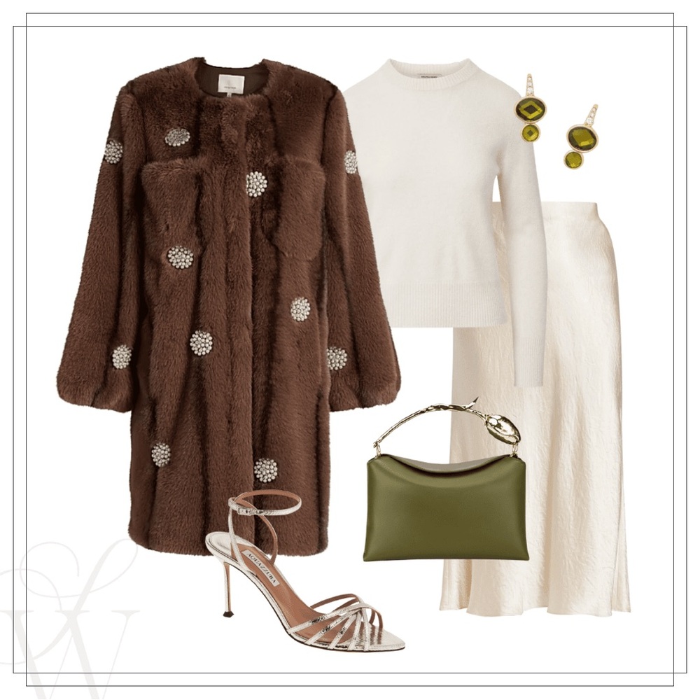 CINQ A SEPT FAUX FUR EMBELLISHED JACKET